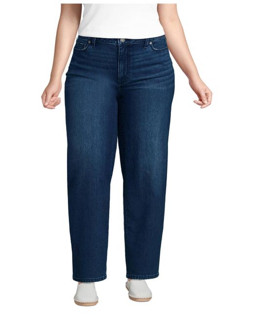 Lands' End Women's Mid Rise Straight Leg Jeans - Comfort Stretch Denim (Black) - View #10