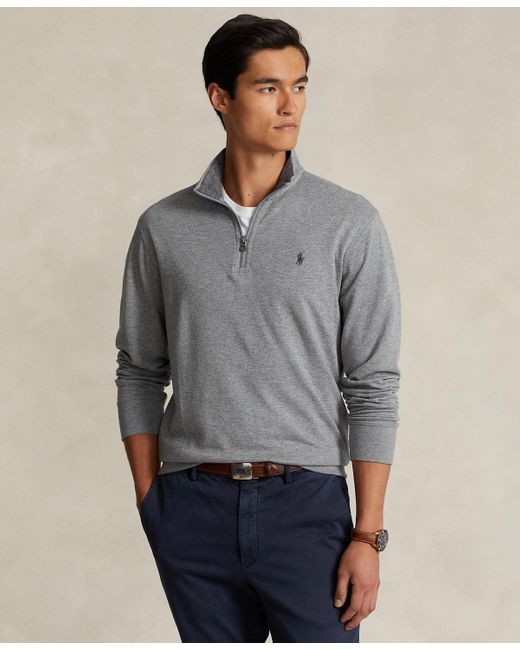 Polo Ralph Lauren Luxury Jersey Quarter-zip Pullover in Gray for Men | Lyst