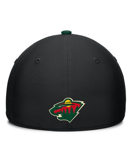 Fanatics Black/green Minnesota Wild Authentic Pro Rink Team Code Flex Hat for men