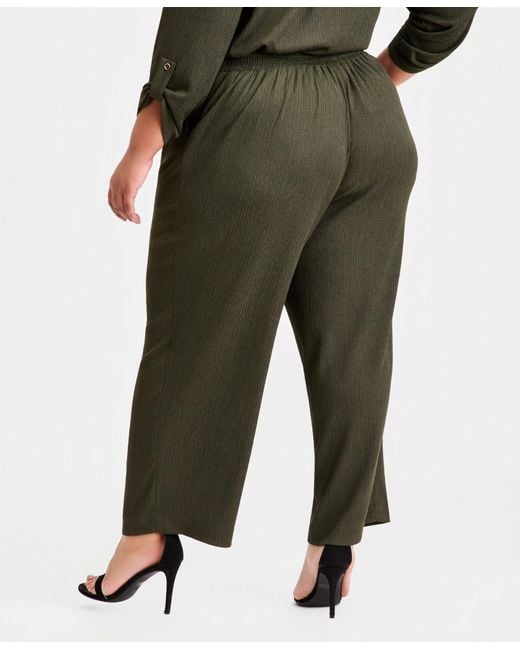 Anne Klein Essentials Green Plus Size Pull-on Pants