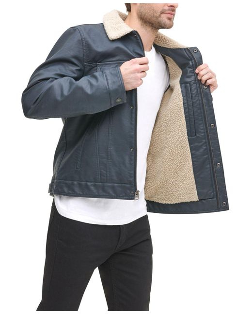 levi's blue leather jacket