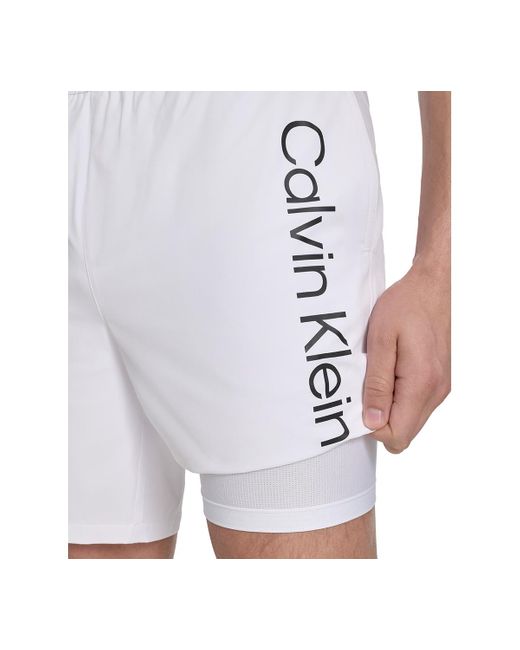 Calvin Klein White Regular-fit Quick-dry 5" Swim Trunks for men