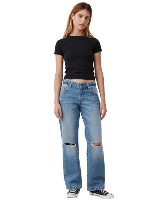 Cotton On Blue Low Rise Straight Jeans