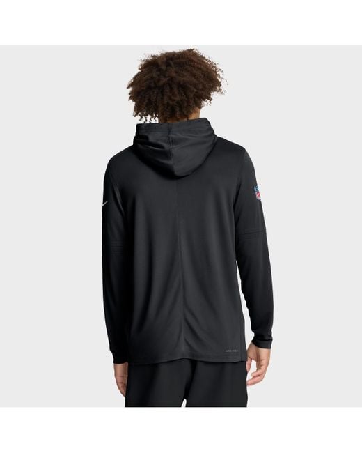 Nike Black Las Vegas Raiders Big Tall Sideline Performance Long Sleeve Hoodie T-shirt for men