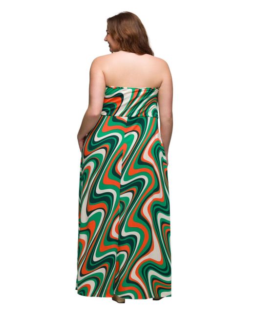24seven Comfort Apparel Green Plus Size A-line Strapless Maxi Dress