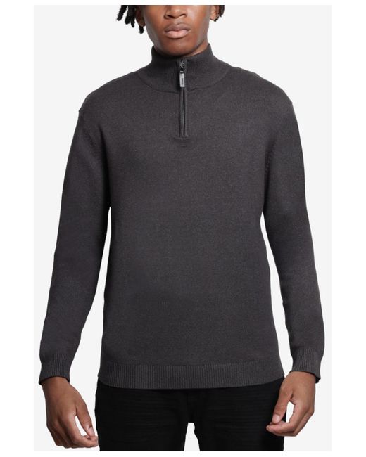 Xray Jeans Gray Quarter Zip Mock Neck Sweater for men