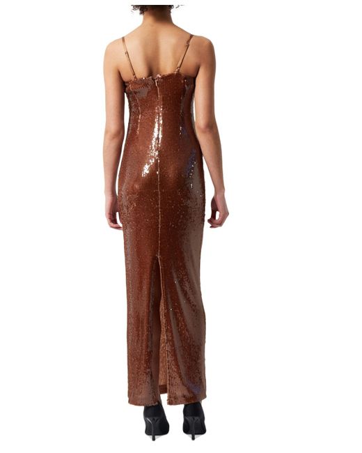 French Connection Brown Beatrice Sequin Strappy Dress