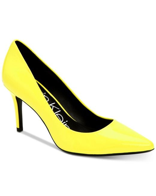 Calvin Klein Yellow Gayle Neon Leather Pumps