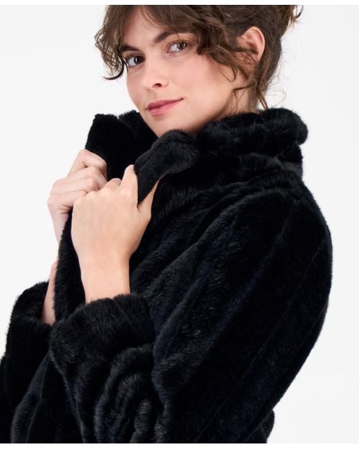 Anne Klein Black Cropped Faux Fur Jacket P Xxs Xxl