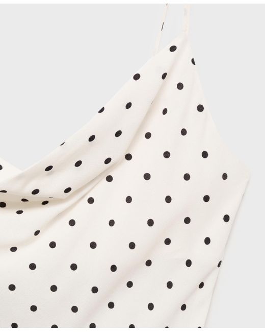 Mango White Draped Neckline Long Dress