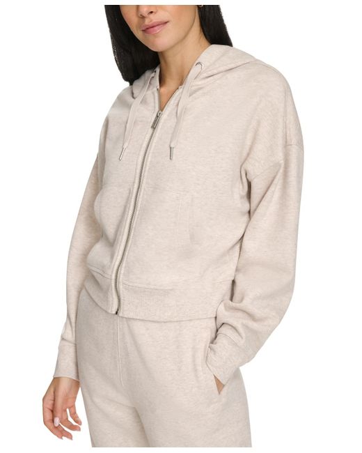 Calvin Klein Natural Fleece Crop Zip-front Long-sleeve Hoodie