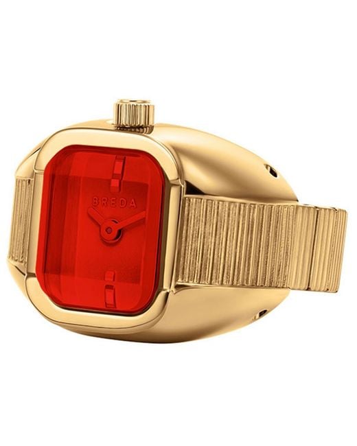 Breda Orange 'nocturne' Gold Expandable Ring Watch