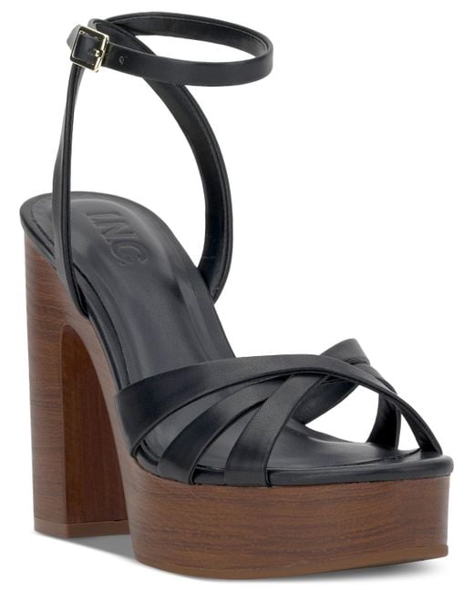 INC International Concepts Black Jacel Platform Sandals