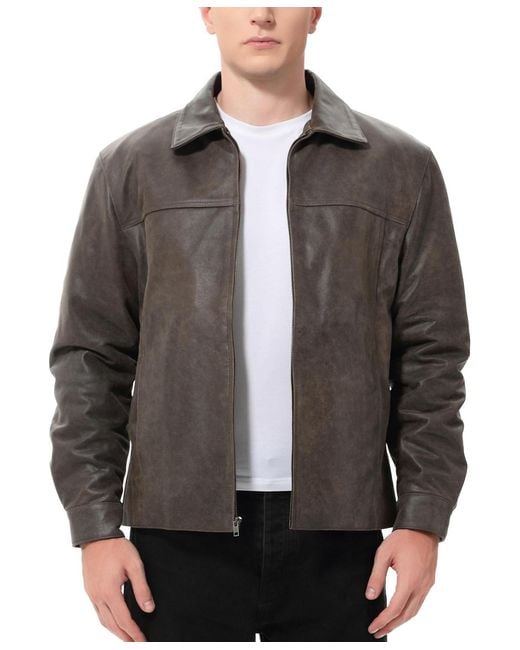 BGSD Gray Men David Distressed Leather Jacket for men