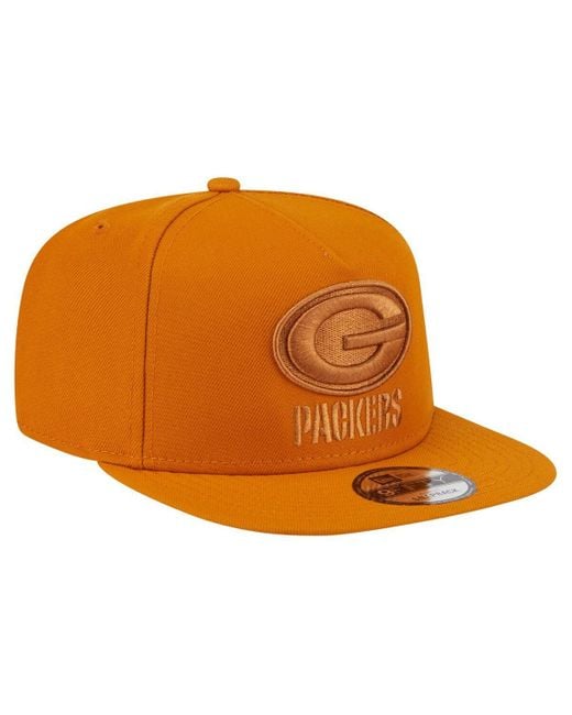 KTZ Orange Â Green Bay Packers Color Pack A-frame 9fifty Snapback Hat for men