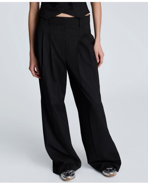 Kenneth Cole Black Pinstripe High-rise Pants