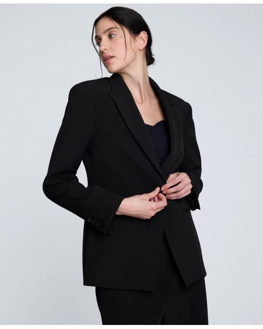 Kenneth Cole Black Peak Lapel One-button Blazer