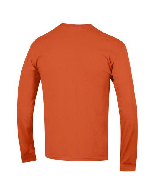 Champion Orange Illinois Fighting Illini Arch Over Logo 2-hit Long Sleeve T-shirt for men
