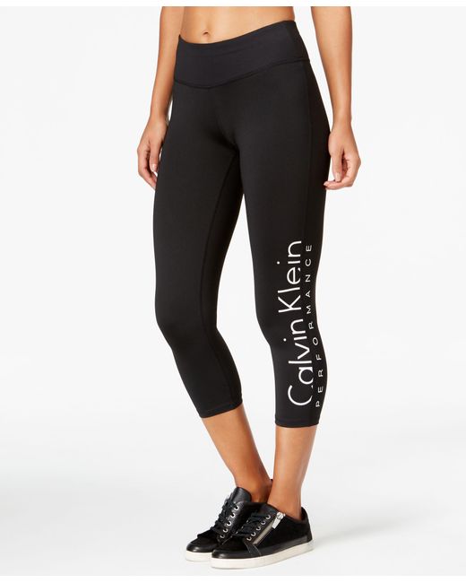Calvin Klein Performance Logo Capri Leggings in Black | Lyst