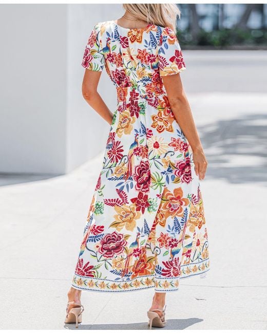 CUPSHE White Floral Print Maxi Beach Dress