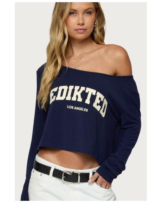 Edikted Blue La Babe Off Shoulder Top