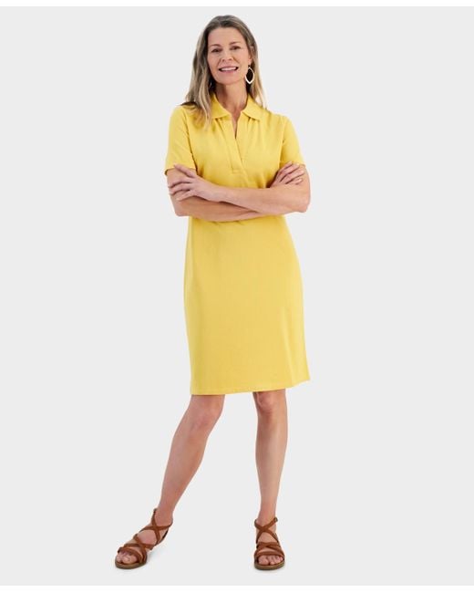 Style & Co. Yellow Cotton Polo Dress