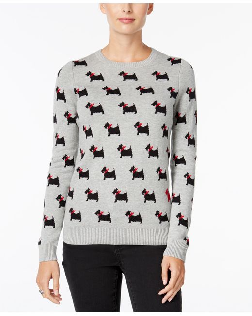 Charter club Petite Scottie Dog Sweater, Only At Macy's in Gray | Lyst