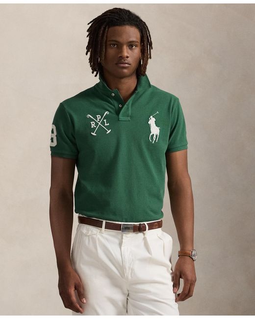 Polo Ralph Lauren Custom Slim Fit Big Pony Mesh Polo Shirt in Green for ...