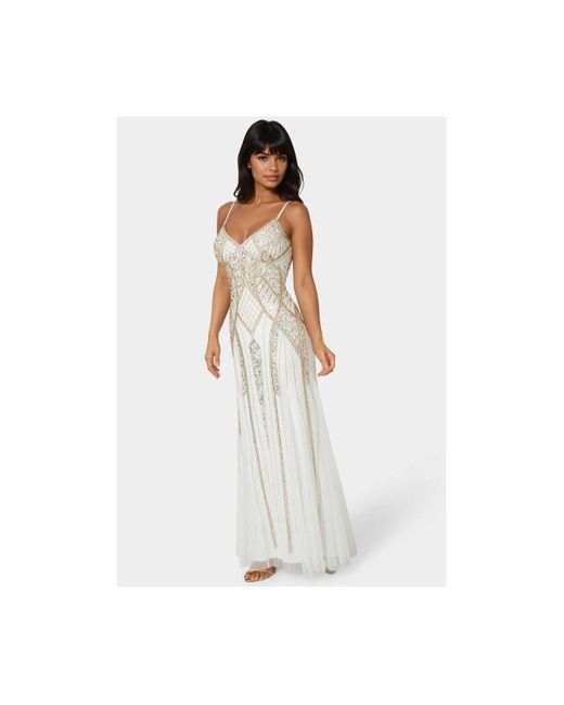 Bebe Beaded Gown in White | Lyst