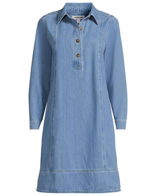 lands end denim dress Lands' Ladies' Tiered Midi Side Pockets M The 100% cotton construction keeps things breezy while functional buttons Lands' End Light Weight Denim
