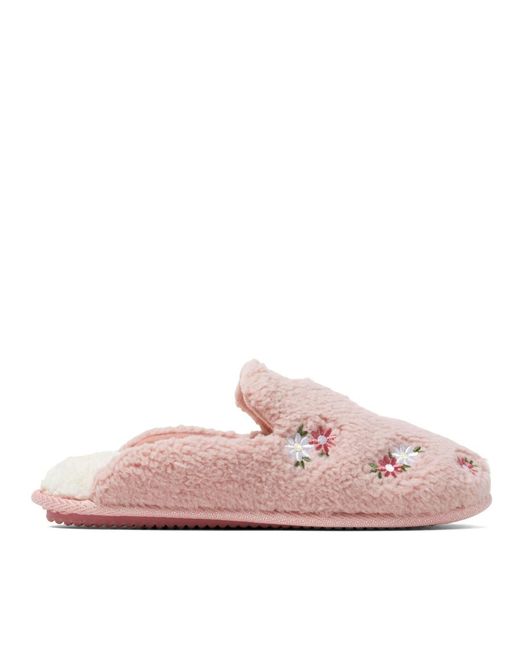 Dearfoams Pink Christmas Tree Teddy Scuff Slipper