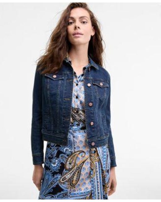 Jones New York Blue Trucker Jacket Tie Waist Shirtdress