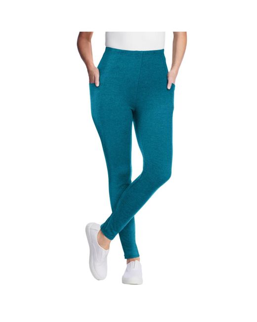Woman Within Blue Within Tall Stretch-cotton Knit Pull-on Pocket leggings