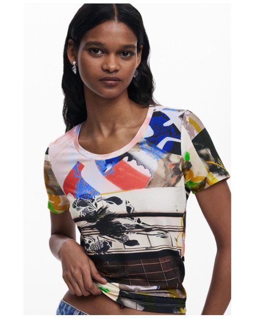 Desigual Multicolor Collage Print T-Shirt
