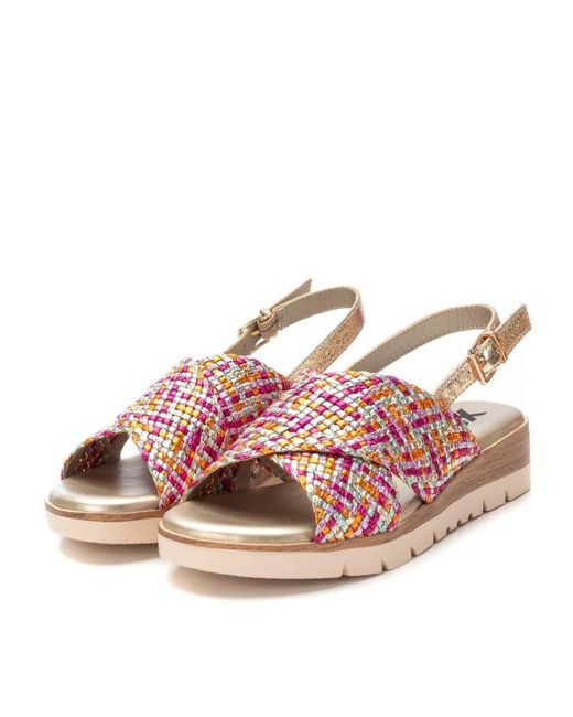 Xti Pink Criss Cross Flat Sandals By