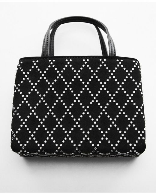 Mango Black Rhinestone Rhombus Bag
