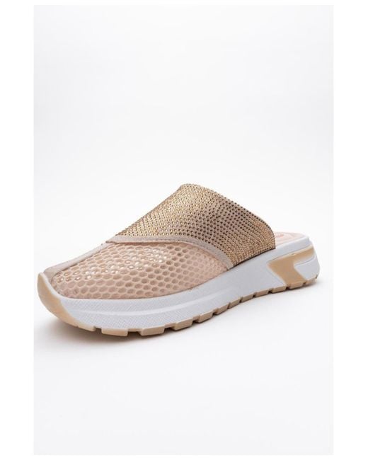 Prologue Shoes White Glea Mesh Rhinestone Mules ()