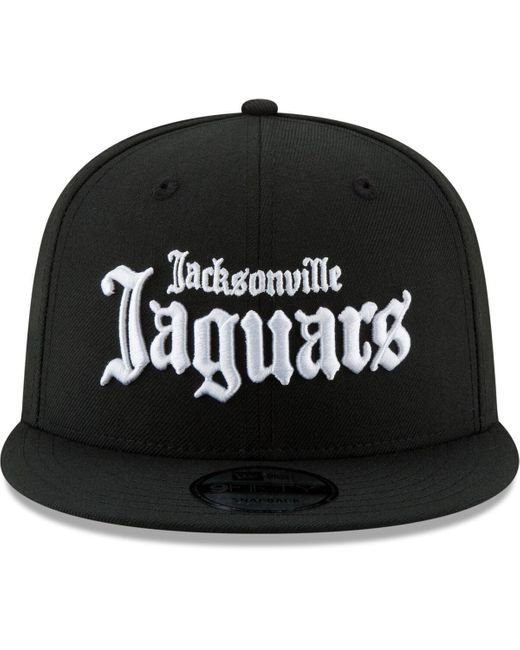 KTZ Black Jacksonville Jaguars Gothic Script 9fifty Snapback Hat for men