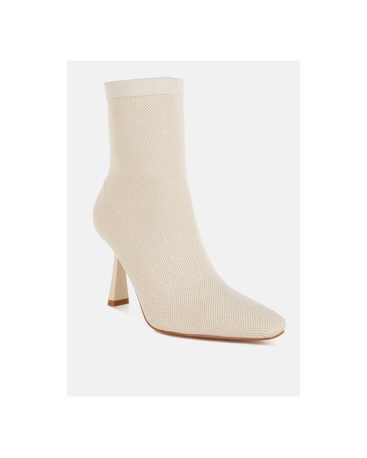 LONDON RAG White Kintley Knitted Sock Boots