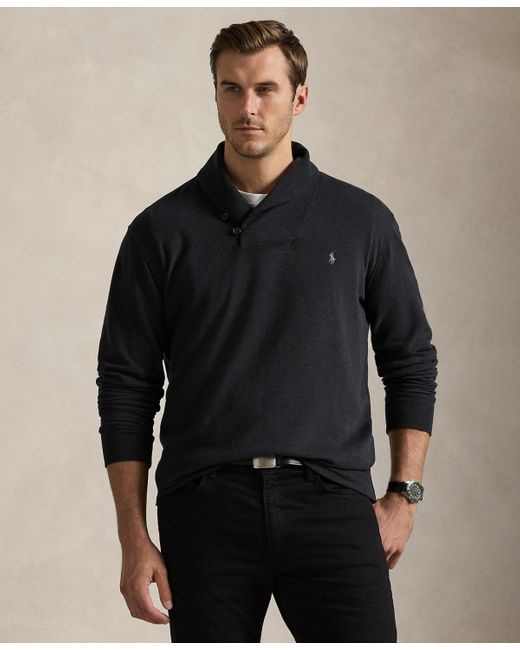 Polo Ralph Lauren Black Big & Tall Luxury Jersey Shawl-collar Pullover for men