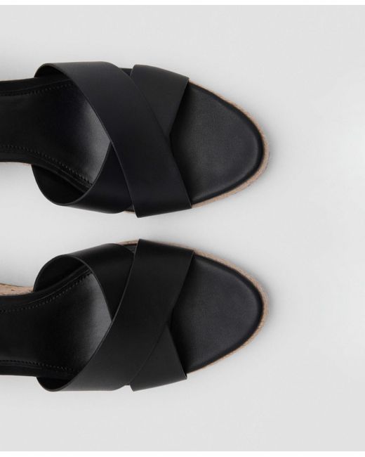 Mango Black Crisscross Straps Wedge Sandals