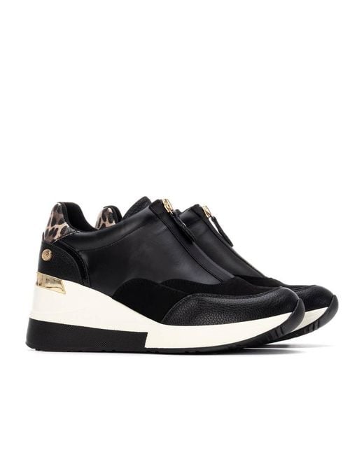 Xti Black Wedge Sneakers By