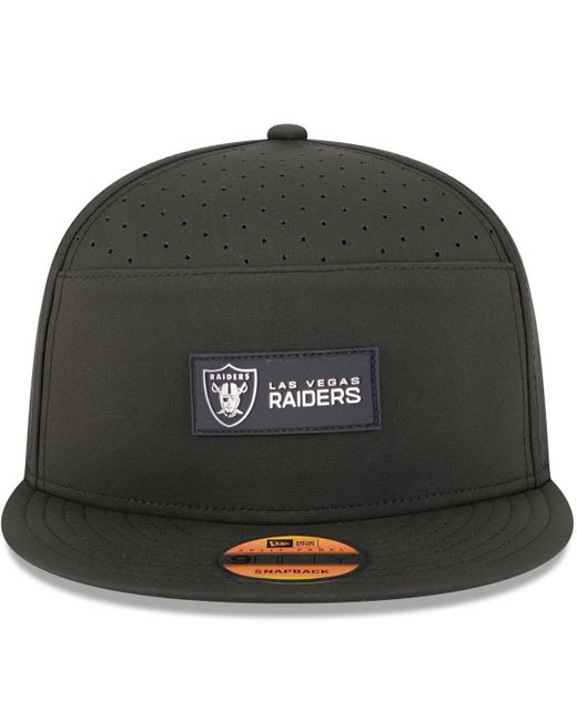 KTZ Black Las Vegas Raiders 2025 Sideline Split Panel 9fifty Snapback Hat for men