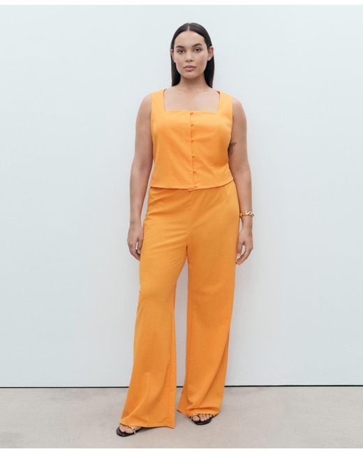 Mango Orange Buttons Cotton Top