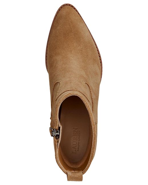 Ralph Lauren Brown Harpher Burnished Leather Booties