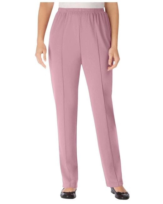Woman Within Pink Within The Hassle-free Elastic-waist Soft Knit Pant