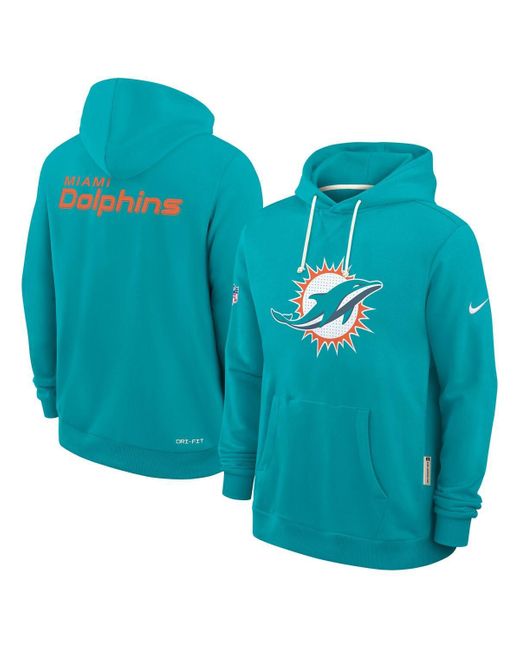 Nike Blue Miami Dolphins Sideline Initial Home Performance Pullover Hoodie for men