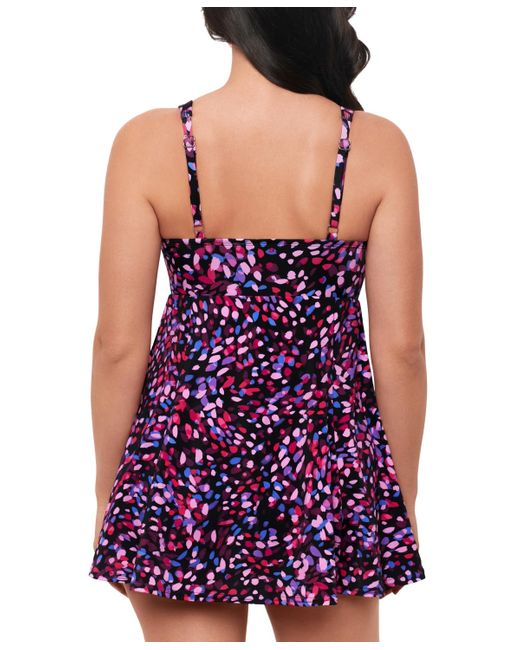 Swim Solutions Purple Abstract Printed One-piece Swimsuit