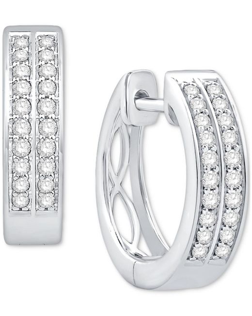 Macy's Diamond Double Row Small huggie Hoop Earrings (1/5 Ct. T.w. in