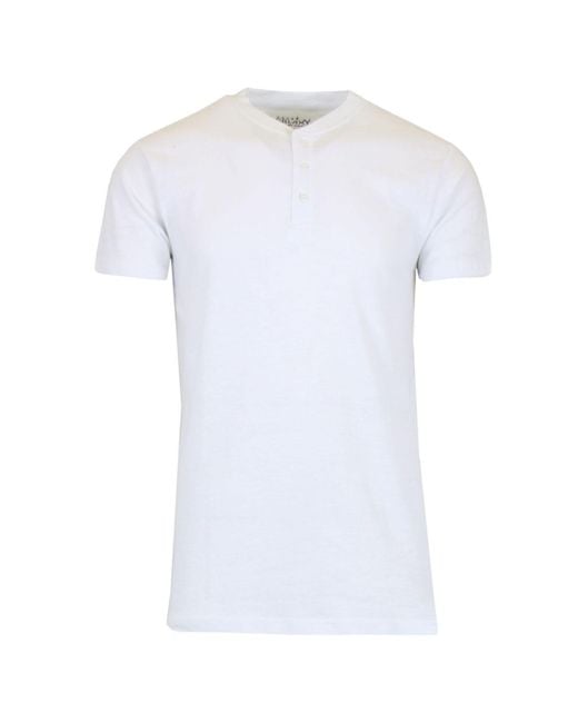 Galaxy By Harvic Cotton Henley Slub T-shirt in White for Men | Lyst